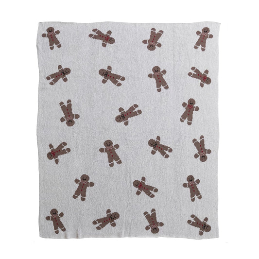 Gingerbread Knit Throw Blanket