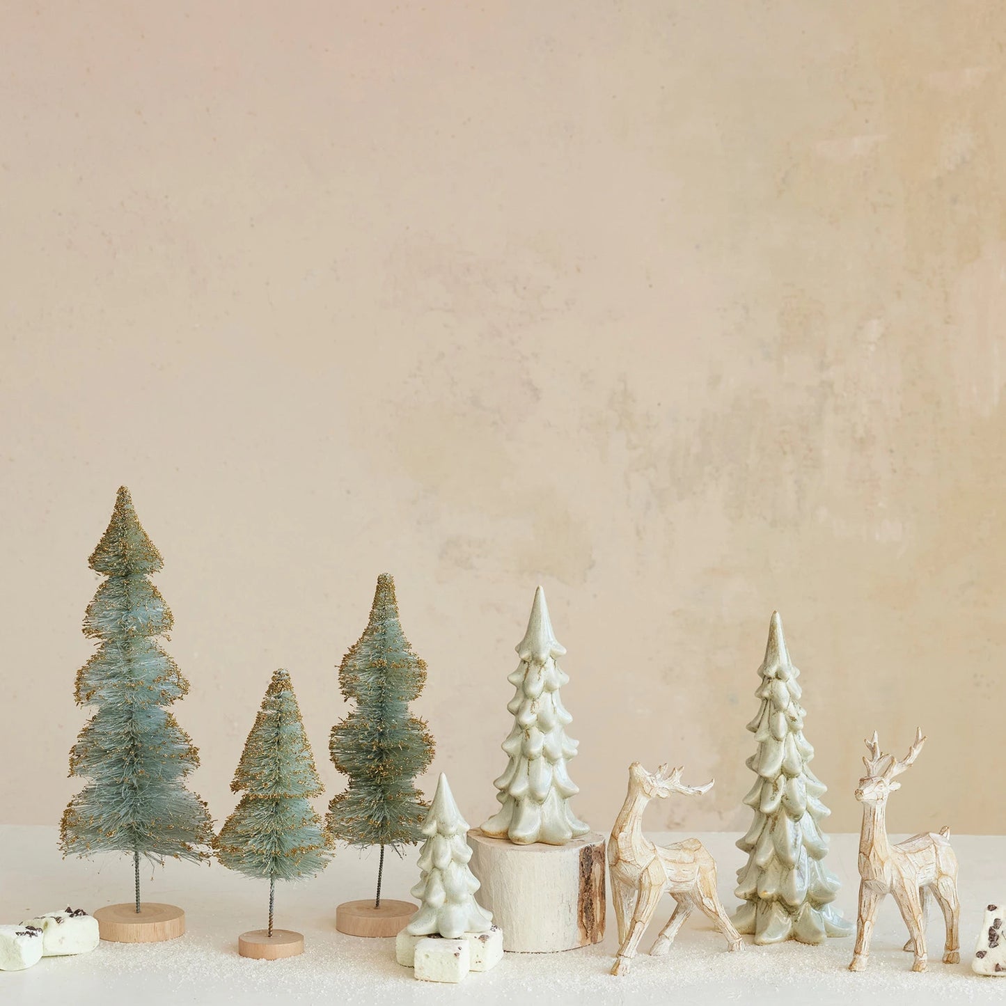 Stoneware Tree, Reactive Glaze, Light Green