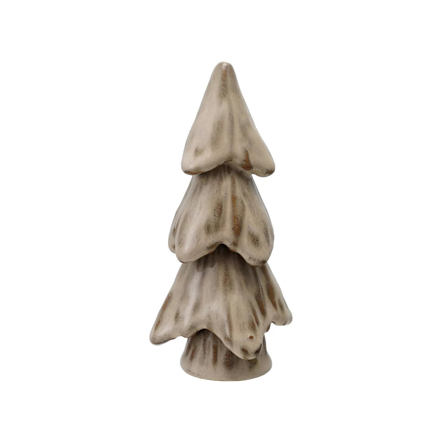Small Stoneware Tree, Reactive Glaze, Cream Color (Each One Will Vary)