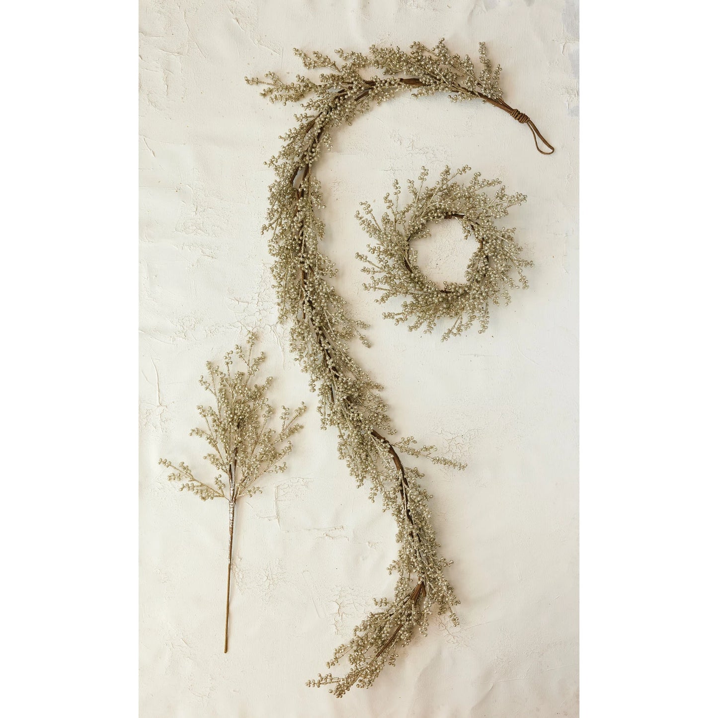 16" Round Faux Berry Wreath, Antique Silver Finish