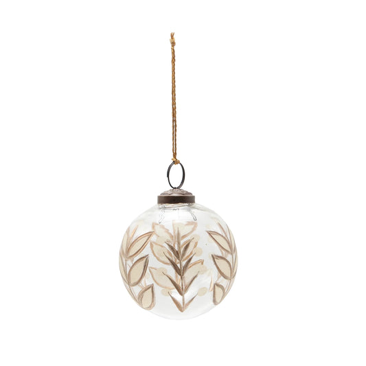 Etched Glass Ball Ornament