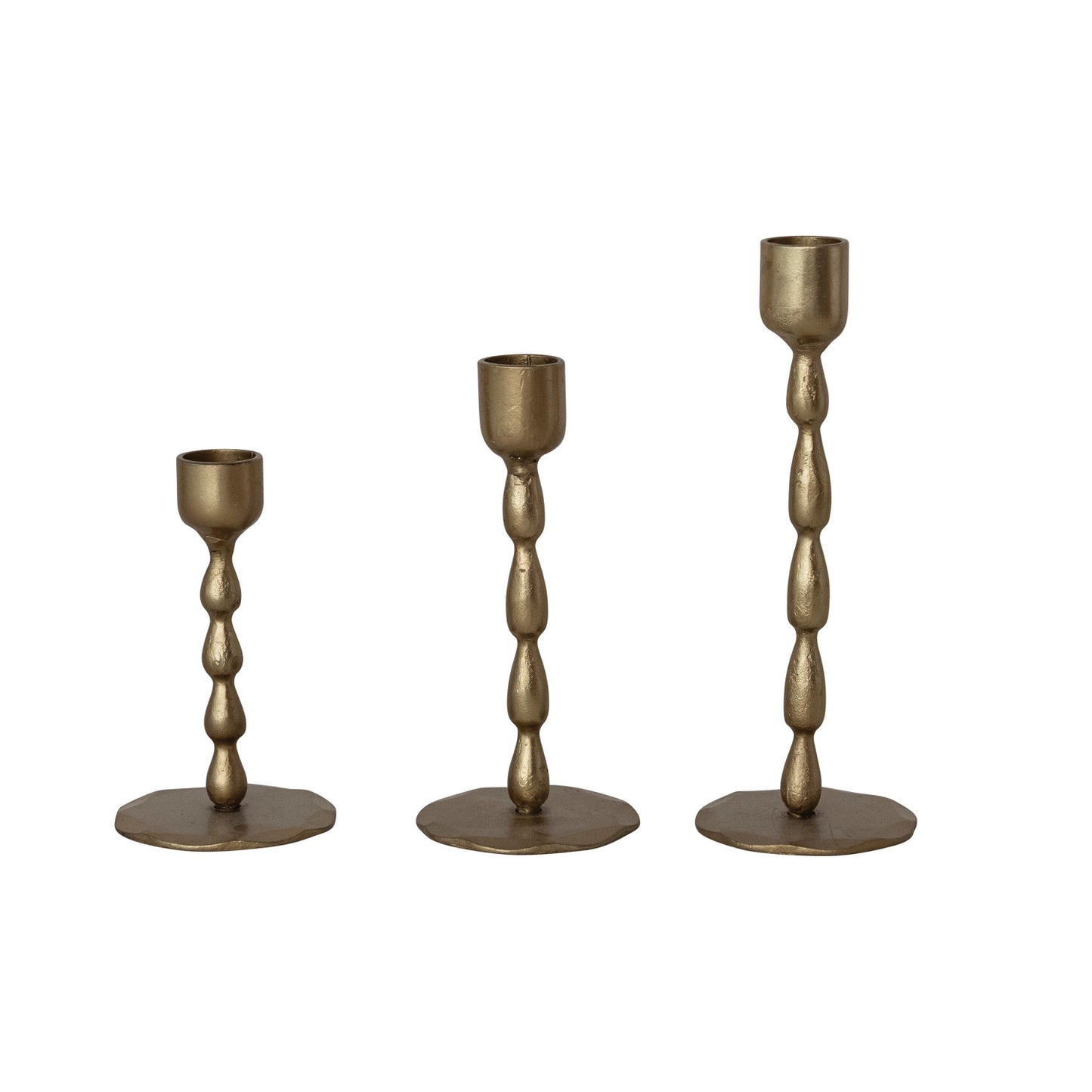 Hand-Forged Iron Taper Holders, Antique Brass Finish
