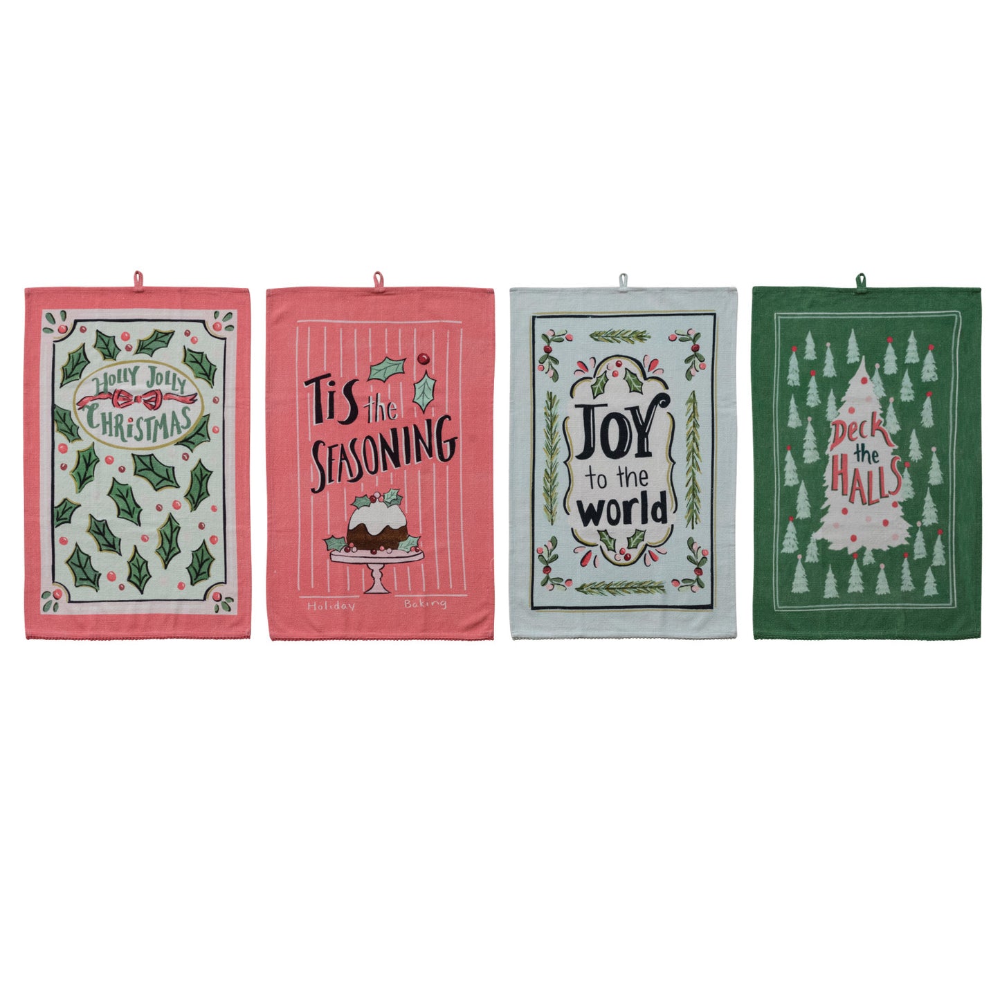Holiday Tea Towel with Pom Trim