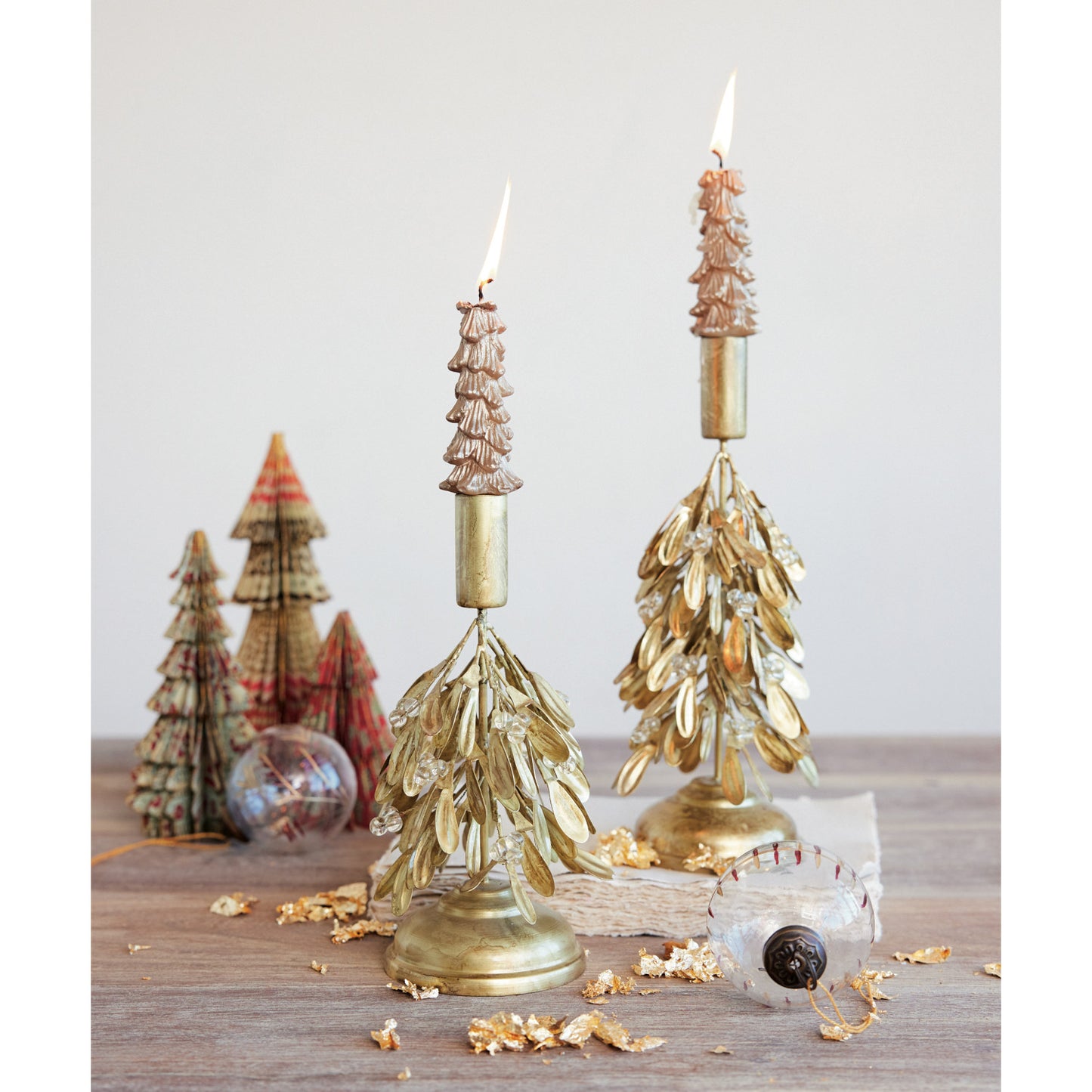 Handmade Metal & Plastic Bead Mistletoe Candle Holder