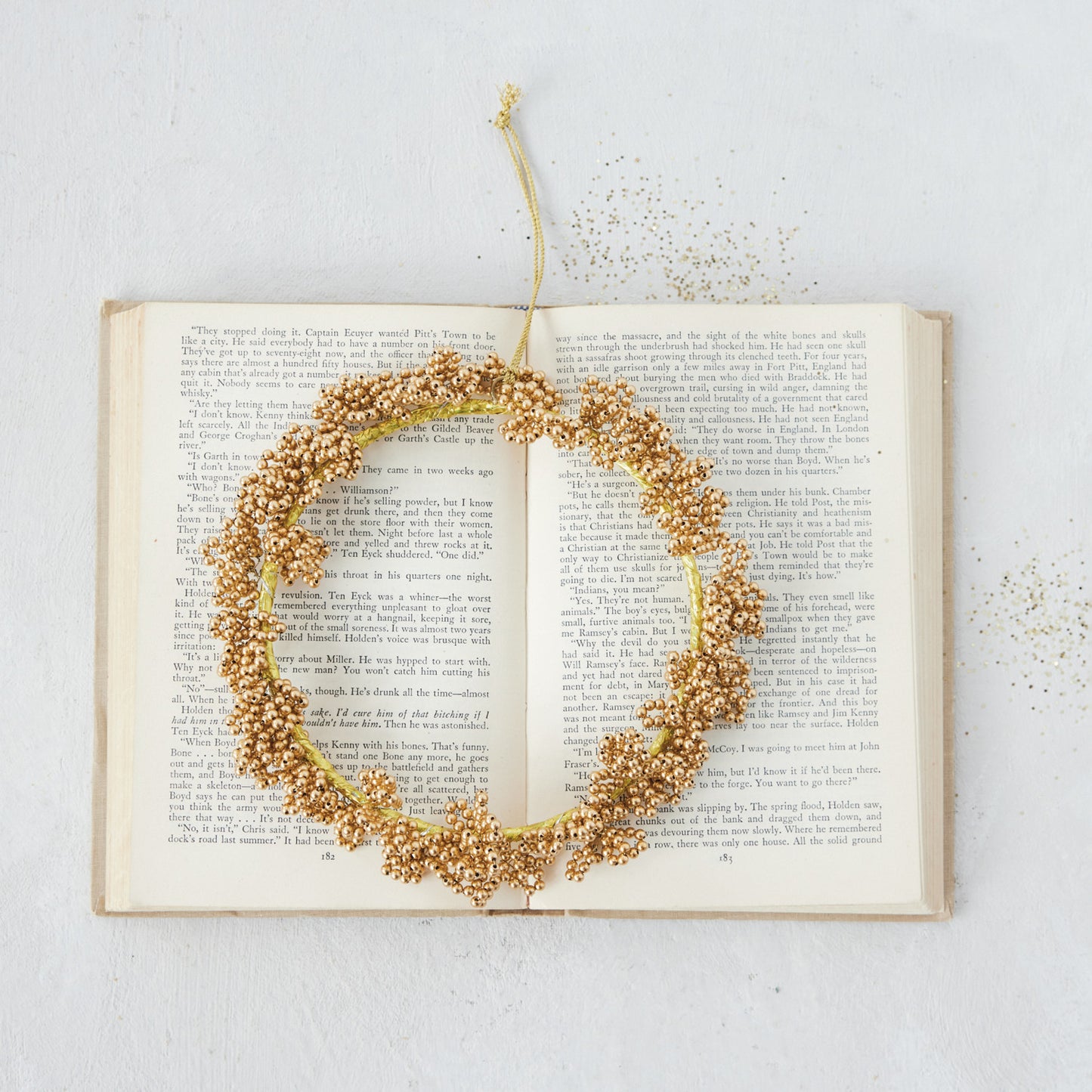 Handmade Metal Beaded Wreath Ornament