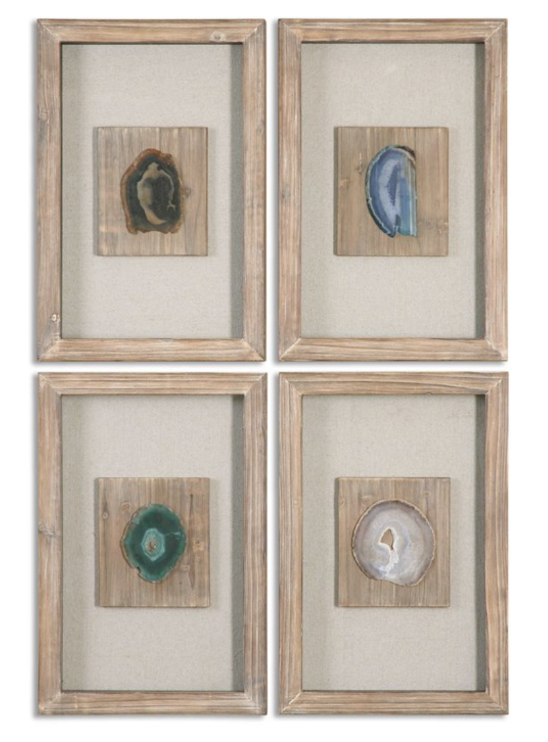 Agate Stone Shadow Box, S/4