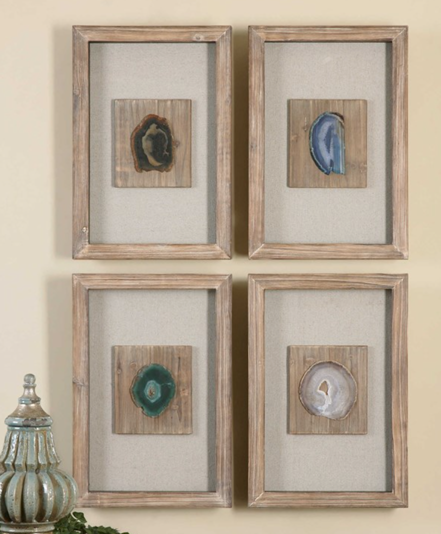 Agate Stone Shadow Box, S/4