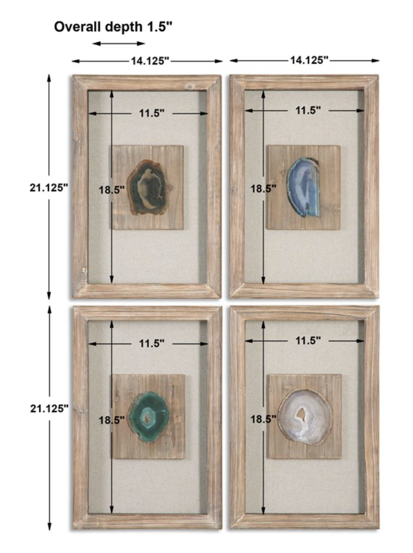 Agate Stone Shadow Box, S/4