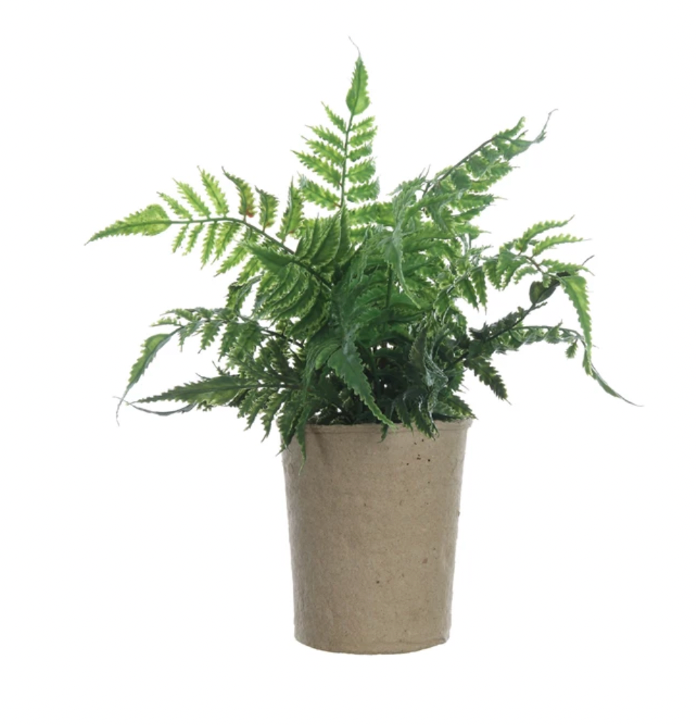 Faux Fern in Paper Pot